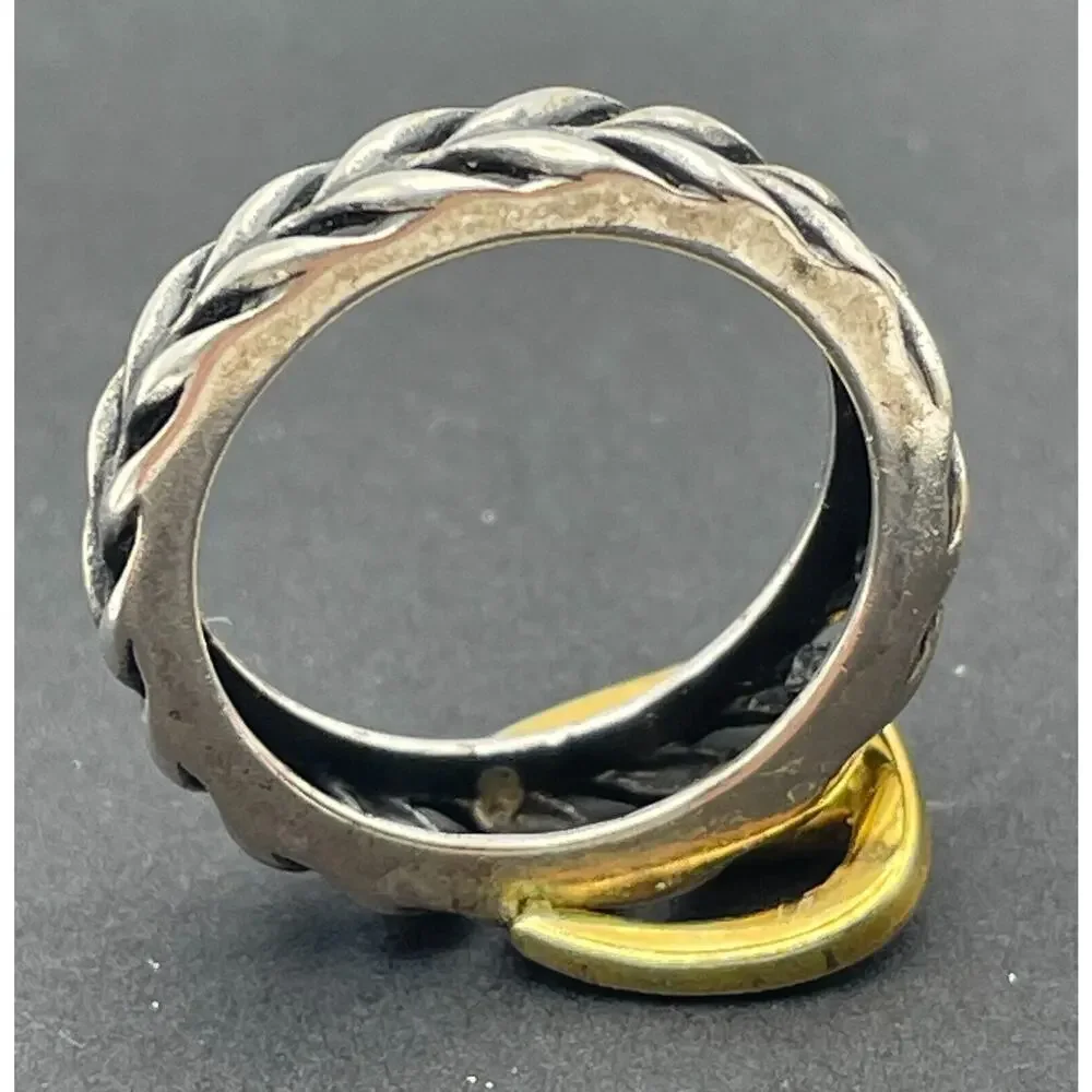 Sterling Silver Belt Buckle Ring Sz 4.75 Open Work Band Avon 925 NV Gold Plated